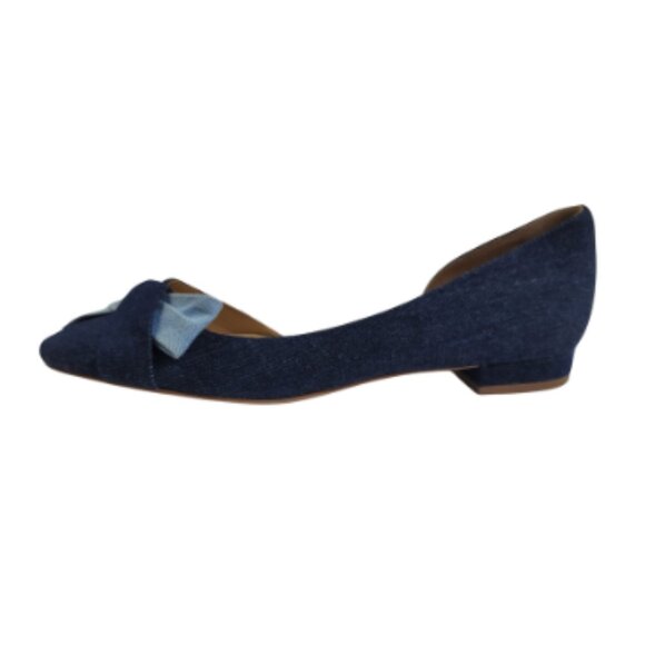 Talbots Edison D'Orsay Side Twist Bow Ballet Flat Two Tone Denim Size 9.5 - Picture 1 of 10